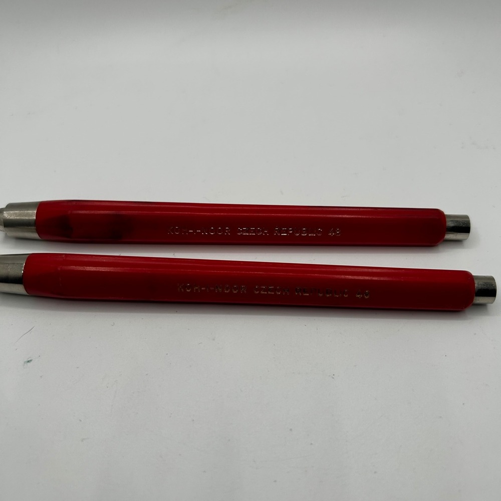 Koh-I-Noor Czech Republic 48 Lead Holder Red Clutch Pencil Set of 2 Vintage